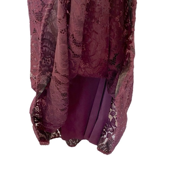 Betsy & Adam Wine Halter Lace Beaded Gown Formal Dress - Size 4 - Picture 9 of 14